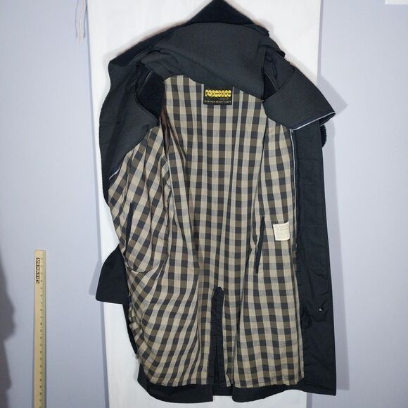 Vtg 70's Plymouth Of Boston Trench Coat Sz 38 (M) Black Zip Out Fleece Liner - Picture 7 of 9